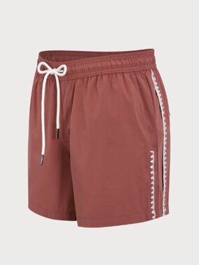 Brick Red Beach Men's 5" Swimming Trunks- MEDIUM